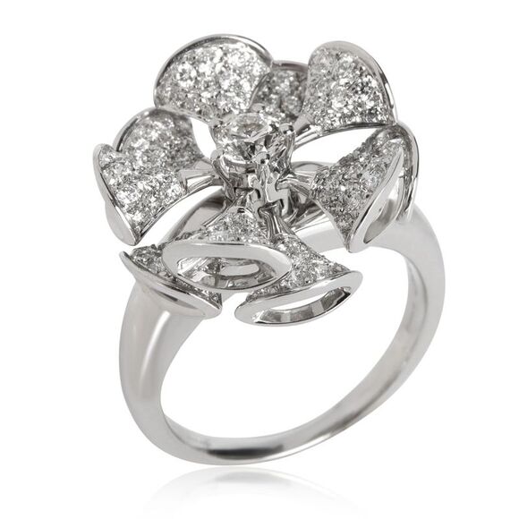 Bvlgari Divas' Dream En Tremblant Pave Diamond Ring in 18K White Gold 1.85 CTW - Picture 3 of 5